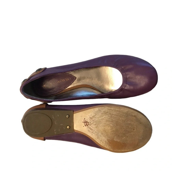 B. Makowsky Remi Leather Slip On Ballet Flats Purple Tan Studded Flat shoes Sz 7 - Picture 6 of 8